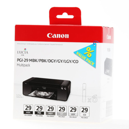 Canon PGI-29 MBK/ PBK/ DGY/ GY/ LGY/ CO (4873B005) — Pachet