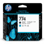 HP 774 Matte Black & Cyan Printhead (P2W01A) — Cap de