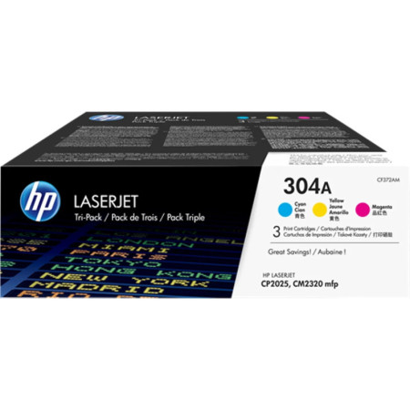 HP 304A Cyan/ Magenta/ Yellow (CF372AM, CMY) — Pachet